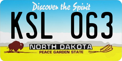 ND license plate KSL063