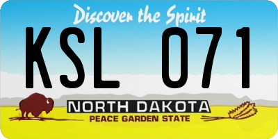ND license plate KSL071