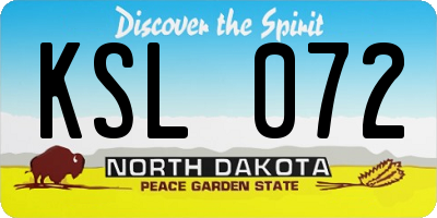 ND license plate KSL072