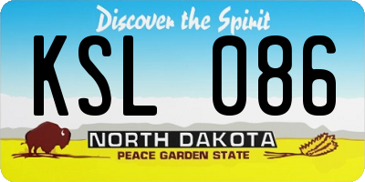 ND license plate KSL086