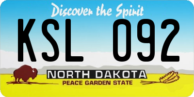 ND license plate KSL092