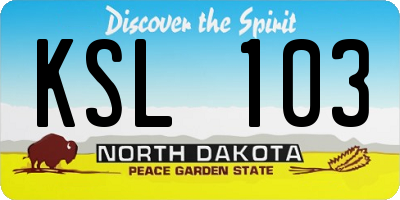 ND license plate KSL103