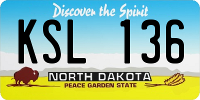 ND license plate KSL136
