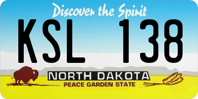 ND license plate KSL138