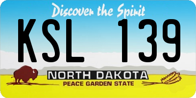 ND license plate KSL139