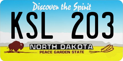 ND license plate KSL203