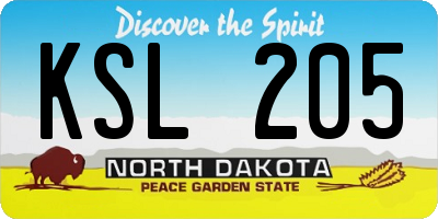 ND license plate KSL205