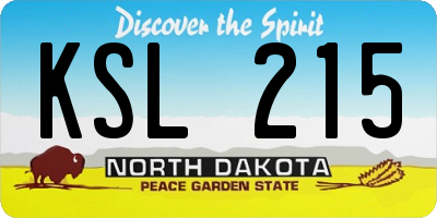 ND license plate KSL215