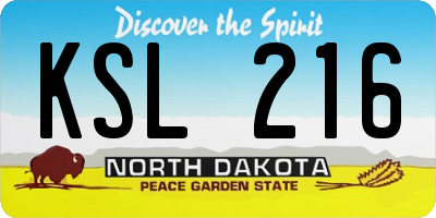 ND license plate KSL216