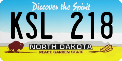 ND license plate KSL218
