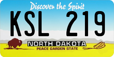 ND license plate KSL219