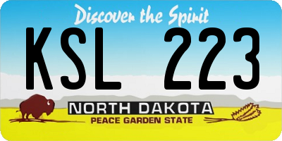 ND license plate KSL223