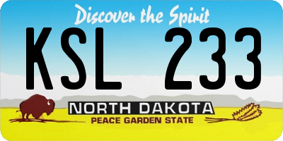 ND license plate KSL233