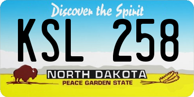 ND license plate KSL258
