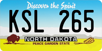 ND license plate KSL265
