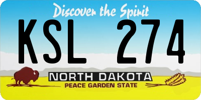 ND license plate KSL274