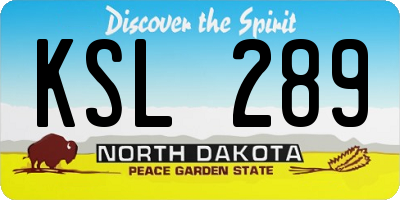 ND license plate KSL289