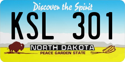 ND license plate KSL301