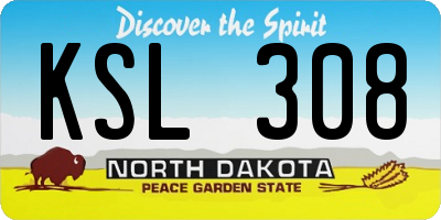 ND license plate KSL308