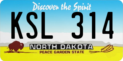 ND license plate KSL314
