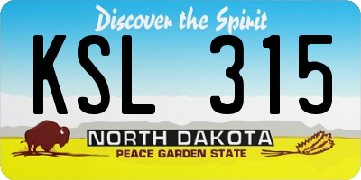 ND license plate KSL315