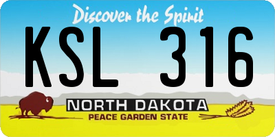ND license plate KSL316