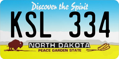 ND license plate KSL334