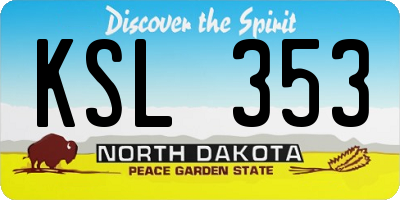 ND license plate KSL353