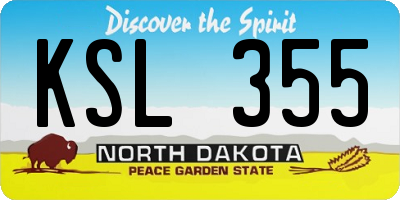 ND license plate KSL355