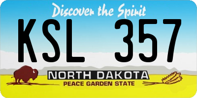 ND license plate KSL357