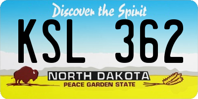 ND license plate KSL362