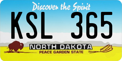 ND license plate KSL365