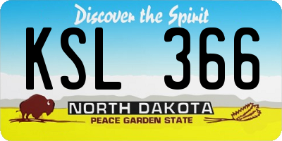 ND license plate KSL366