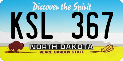 ND license plate KSL367