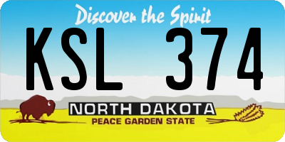 ND license plate KSL374