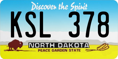 ND license plate KSL378