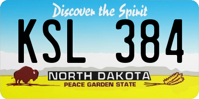 ND license plate KSL384