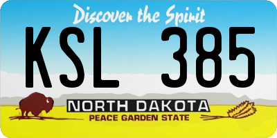 ND license plate KSL385