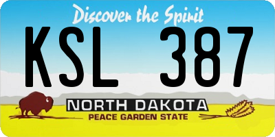 ND license plate KSL387