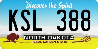 ND license plate KSL388