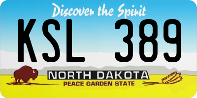 ND license plate KSL389