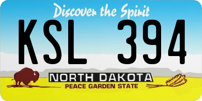 ND license plate KSL394