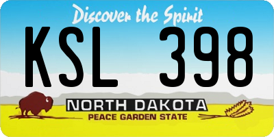 ND license plate KSL398