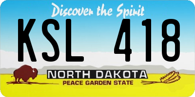 ND license plate KSL418
