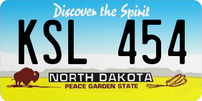 ND license plate KSL454