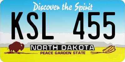 ND license plate KSL455