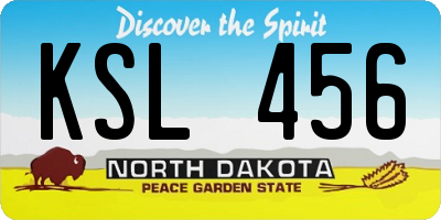ND license plate KSL456