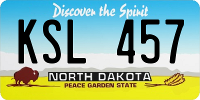 ND license plate KSL457