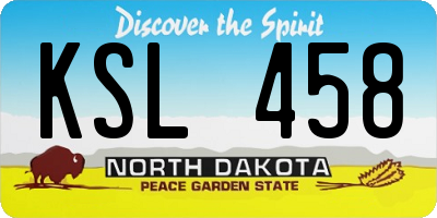 ND license plate KSL458
