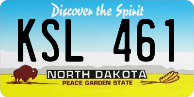 ND license plate KSL461